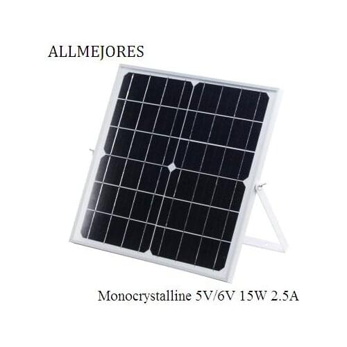 ALLMEJORES Monocrystalline soalr panel 5V 6V 15W 2.5A Charging for cell phone Power bank Give Bracket and Regulator for free