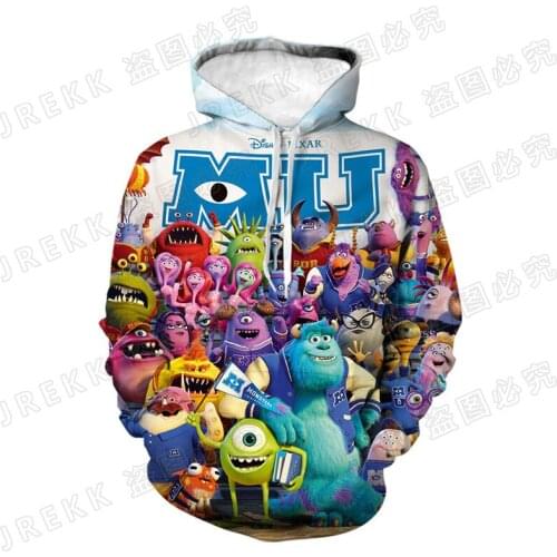 Cartoon Anime Sweatshirts 3D Printed Men Women Children Monsters University Hoodies Pullover Streetwear Boy Girl Kids Tops