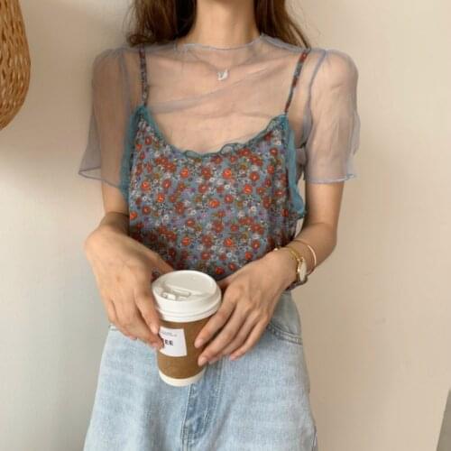 Womens Summer Sexy Floral Lace Tops Transparent Camisole Sleeveless Spaghetti Strap Shirt Blusas Casual Camisas Mujer Haut Femme
