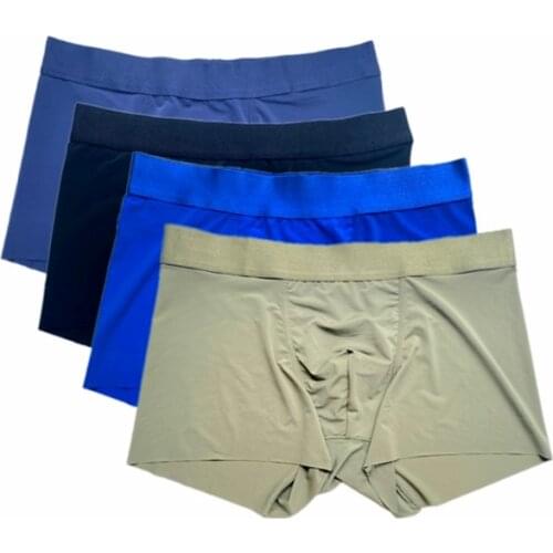 4Pcs/Lot Boxer Men Ice Silk Fast Dry Soft Underwear Spandex Shorts Sexy High Quality Ultra-Thin Flat Pants