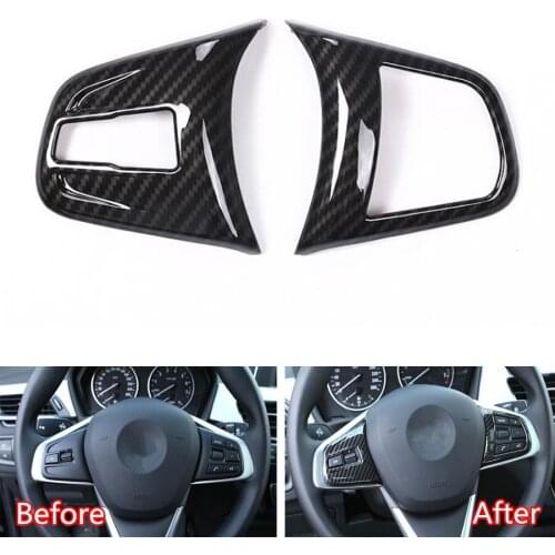 YAQUICKA Car Steering Wheel Button Switch Frame Trim Styling Sticker For BMW X1 F48 2016-18 For BMW 2 series 218i f45 F46 ABS