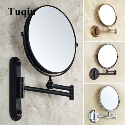 Bathroom Mirror Wall Mounted 8 inch Brass 3X/1X Magnifying Mirror Folding Black Oil/Gold Makeup Mirror Cosmetic Mirror Lady Gift