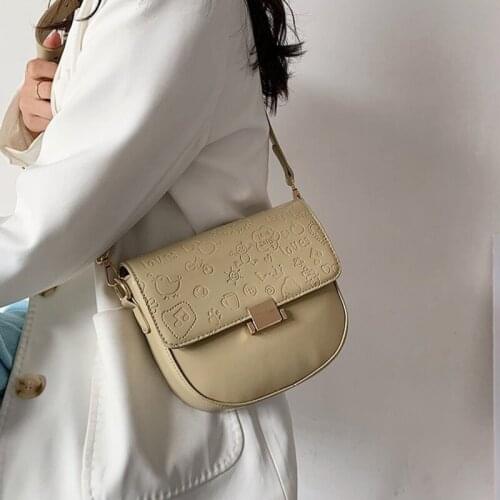 Womens Simple Pu Leather Shoulder Bag Luxury Branded Buckle Crossbody Bag Woman Designer High-Quality Women Shoulder Bag 2021