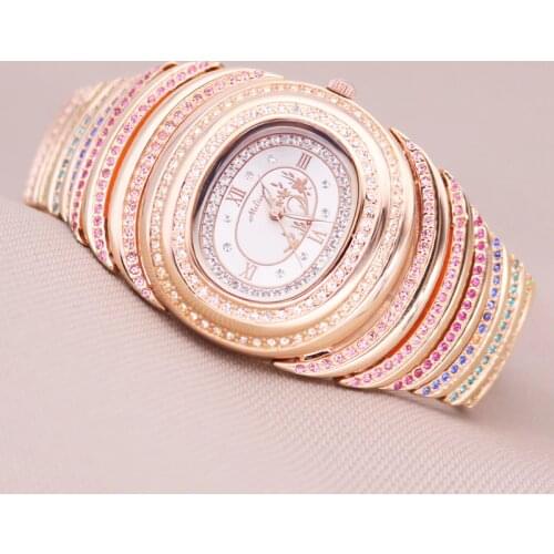 Top Melissa Big Lady Womens Watch Japan Quartz Fashion Bracelet Rhinestone Luxury Colorful Crystal Girls Birthday Gift Box