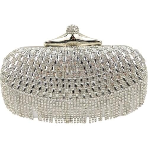 Fashion Tassel Small Handbags Ladies Party Purse Black Silver Golden Women Evening Clutch Bags For Woman