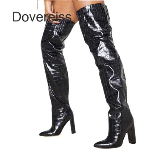 Dovereiss Fashion Zapatillas Mujer Winter Sexy Pointed Toe New White Over The Knee Boots High Heels Stilettos Heels 42 43