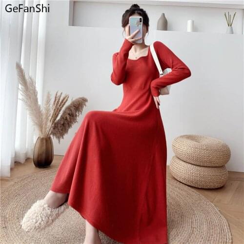 2012 New Fashion Autumn Winter Women Dresses Casual Long Sleeves Square Collar Knitting Dress Elegant Slim Office Lady Dress