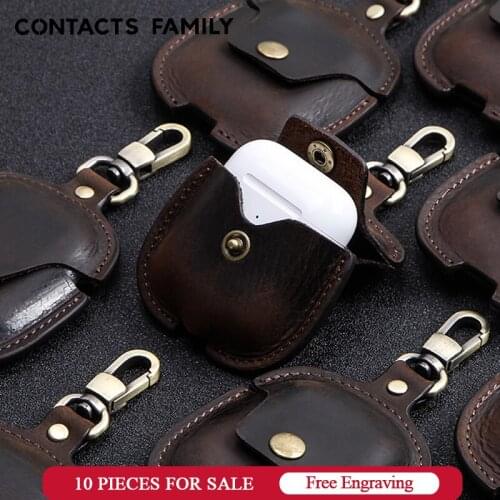 10 Pcs wholesale Protective Earphone case For Airpods 1 2 Genuine Leather Bluetooth Wireless Case Accessories 2018 Charging Box
