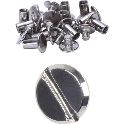 10Pcs Scrapbook 5Mm X 8Mm Nickel-Plated Binding Post Screw & 10 Sets Leather Belt 5 X 6 Mm Silver Screw Binding