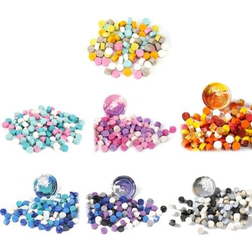 100pcs Retro Octagon Fire Painting Pills Sealing Wax Granule Decorative Sealing for Handbook Stamping Envelope Wedding