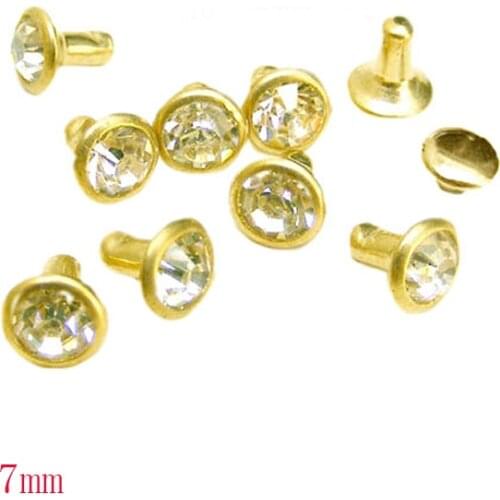 1440SET 7MM CRYSTAL on GOLD Rhinestone rivets Diamond Riveting Supplies