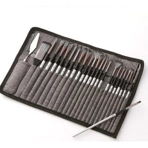 24Pcs/Set High Quality Nylon Hair Wooden Brushes Pen With Storage Bag Watercolor Paint Brush Drawing Art Supplies New Stationery
