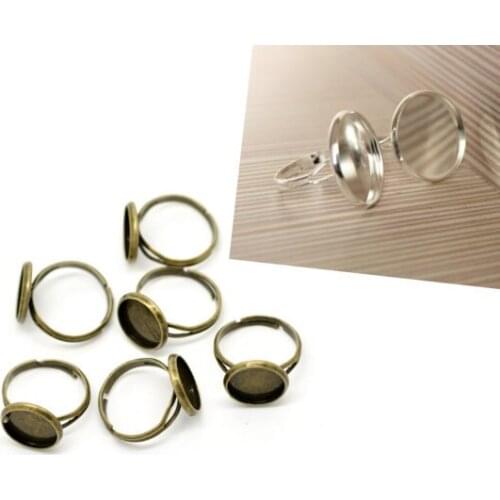 30pcs Antique Bronze Adjustable Ring Blank fit 12mm cameo glass dome Cabochons and Flatbacks