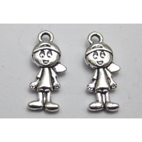 50 Tibet Silver Colour Kid Boy Charms Pendants 19X8mm