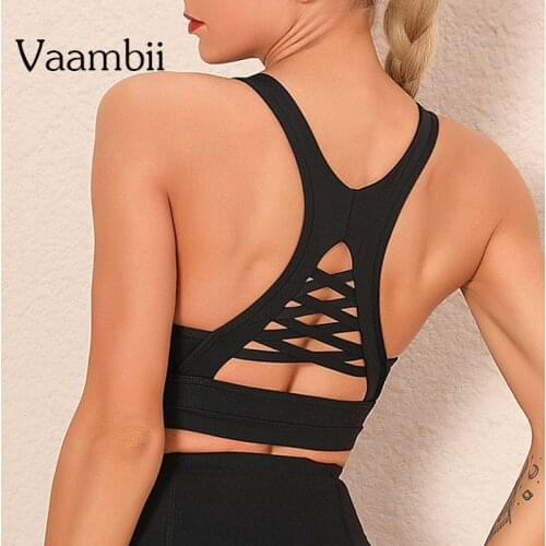 Seamless Criss Cross Jogging Bra Push Up Womens Black Open Back Sports Bra Without Bones Woman Sport Bras With Cups Crop Top