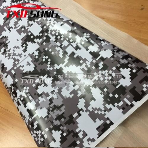Black white digital CAMO Vinyl FILM FOR Car Wrapping Camouflage Film Urban Camouflage Vinyl 10/20/30/40/50/60CMX152CM/LOT