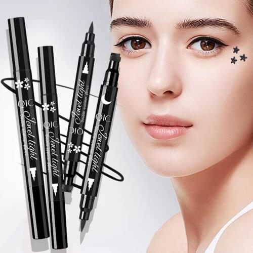 Long Lasting Double Head Liquid Eyeliner Cosmetics Makeup Tool with Cute Stamp