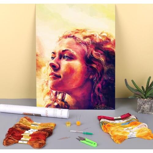 Doodles Printed Water-Soluble Canvas 11CT Cross Stitch Complete Kit Embroidery DMC Threads Handmade Sewing Painting Decor