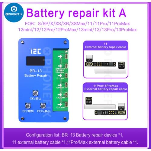I2C BR-11 Battery Widows Error Repair for iPhone 11-12 Pro Max Pop Ups Health Warnning Cycle Corrector Battery Programmer Tool