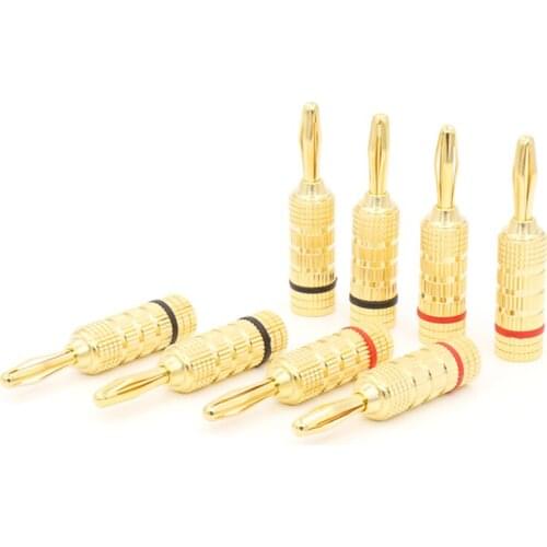 Hifi 12Pcs High Quality New 24K Gold Speaker Pin Angel 4mm Speaker Extension Adapter Banana Plugs cable Connector