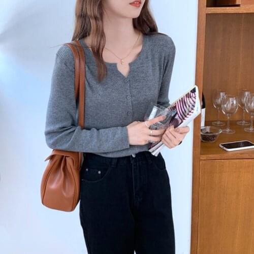 New Thin Long Sleeve Knitted Sweater Womens Office Wear Fashion Slim V-Neck Button Cardigan Female Outer Wearing Bottoming Top