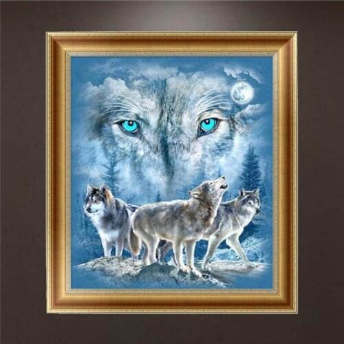 JX-LCLYL 5D DIY Diamond Embroidery Painting Wolf Cross Stitch Kit Craft Home Decor