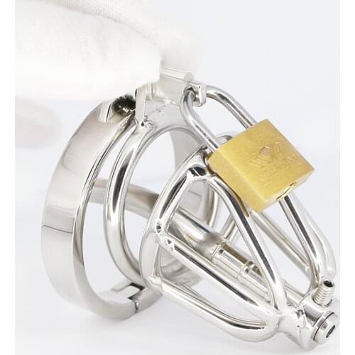 Stainless Steel Cock Cage with Urethral Catheter Lock Ring Chastity Devices Penis Sleeve Delay Ejaculation Sex Toys For Men