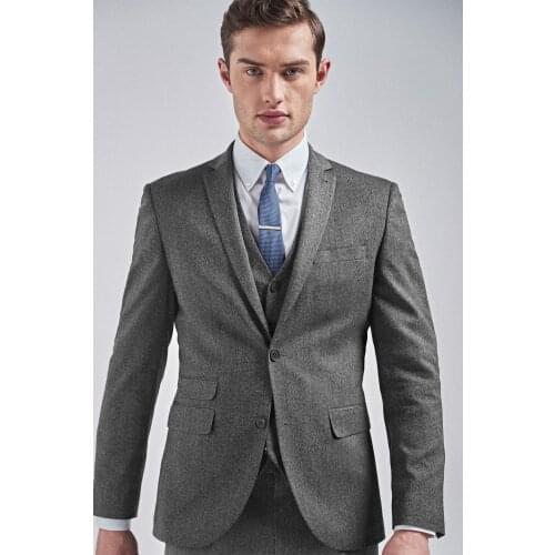 Smart Casual Mens Suit Winter Polyester V-Neck Long-Sleeved Custom Single Breasted Slim-Fit Cocktail Party 3Pieces Suit