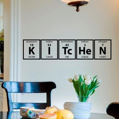 Kitchen Wall Sticker Periodic Table of Elements Wall Decal Kitchen Cooking Vinyl Lettering Wall Poster Family Home Decor