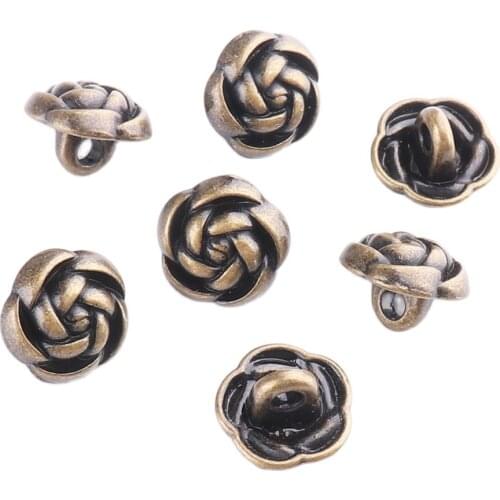 Metal rose button 10mm Alloy sewing buttons for bulk Craft buttons for garment Scrapbooking buttons DIY Materials Accessories