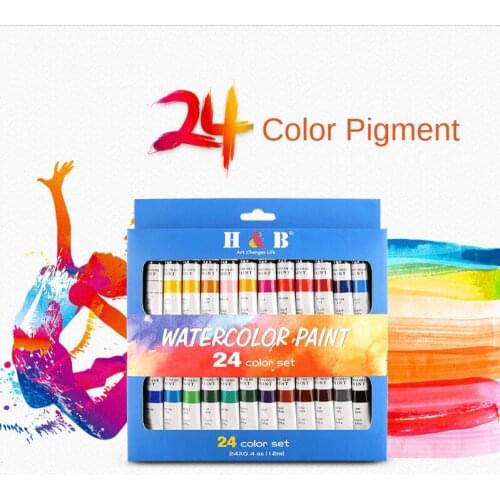 Acrylic Paints 24 Colors Professional Brush Set 12ml Tubes Artist Painting Drawing Pigment Hand Painted Wall Paint DIY Supplies
