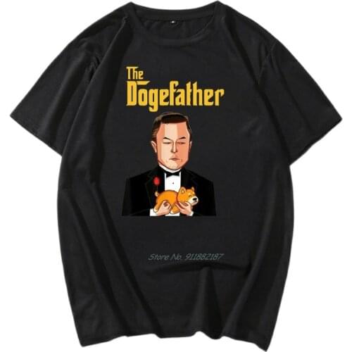 The dogefather doge hodl on the moon encrypted meme T-shirt men clothing t shirts