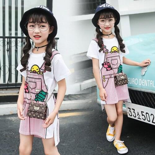 2018 new spring autumn/winter/summer Girls Kids Boys Apron print T-shirt comfortable cute baby Clothes Children Clothing