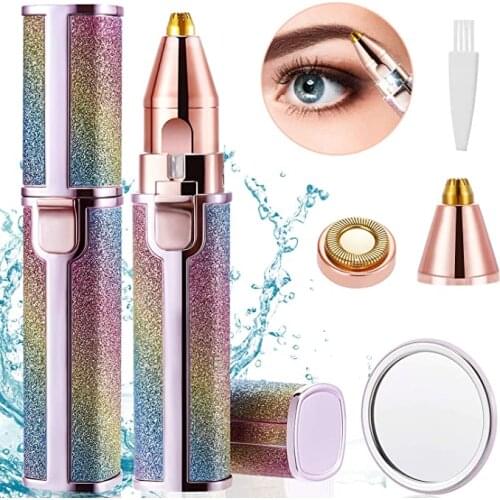 2 IN 1 Rechargeable Electric Eyebrow Trimmer Epilator Female Body Facial Lipstick Shape Hair Removal Mini Painless Razor Shaver