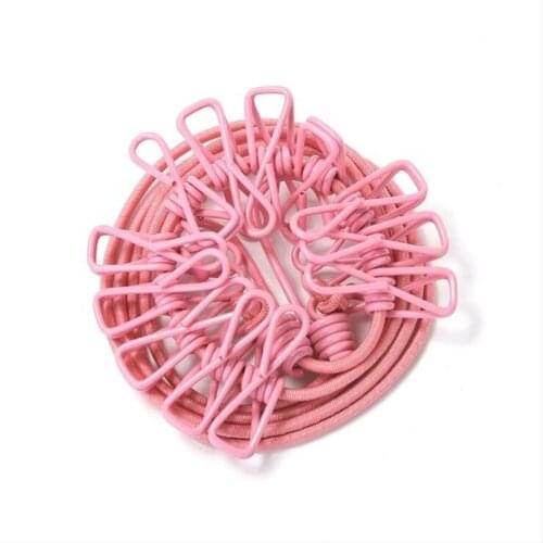 Portable Retractable Windproof Clothesline Travel Clothespins Socks Hanger Drying Rack Clothes Hanging Rope 12 Clips