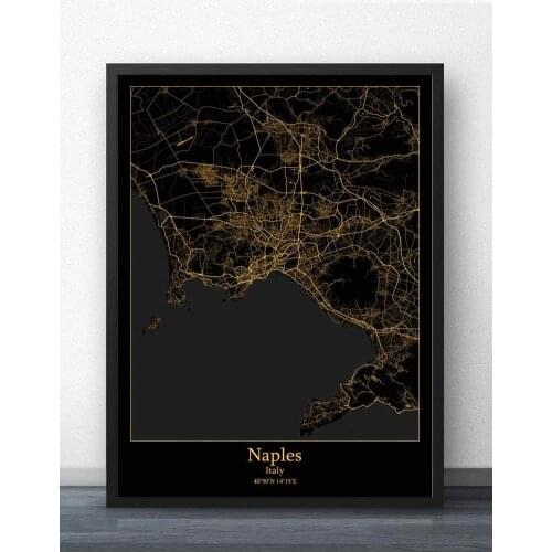 Naples Rome Italy Map Poster