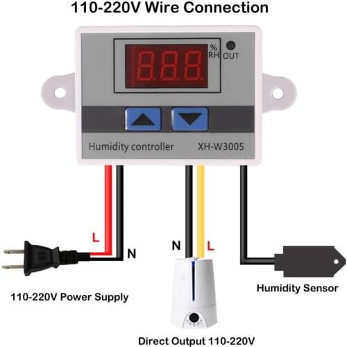 Digital Humidity Controller XH-W3005 12V 24V 220V Humidistat Hygrometer Humidity Control Switch regulator + Humidity sensor