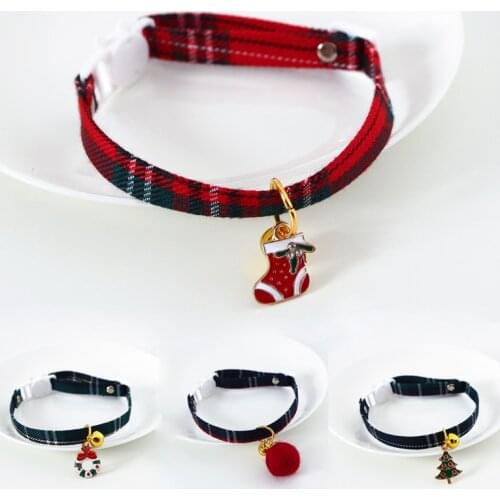 Christmas Holiday Cat Collar Adjustable Neck Strap Puppy Kitten Chihuahua Collars With Pendant Pets Rabbit Necklace Supplies