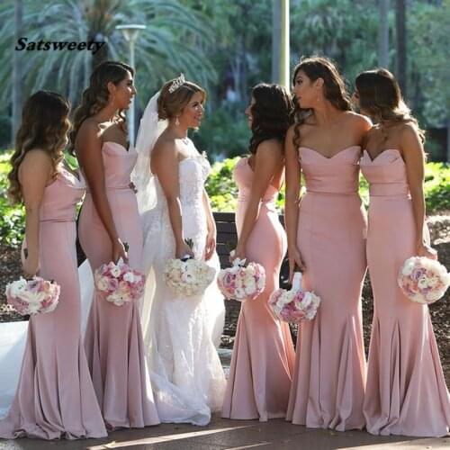 Pink Bridesmaid Dresses Mermaid Dress for Wedding Party Simple robe demoiselle d'honneur Long Bridesmaid Dress