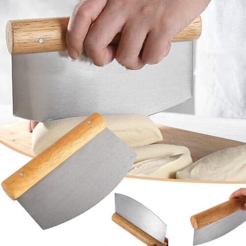 Stainless Steel Dough Scraper & Cutter Pastry Food Chopper with Wooden Handle DIY Baking Kitchen Tools for Household SCIE999