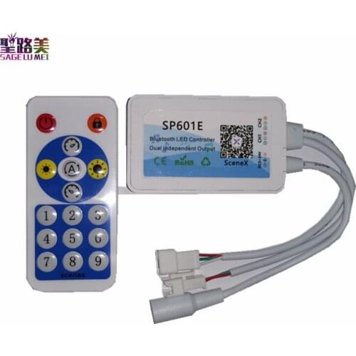 SP601E WS2812B WS2811 Music Controller Built In Mic Dual Signal Addressable Pixels LED RGB Strip Light IOS/Android App DC5V-24V