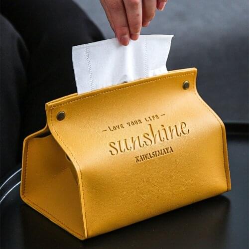 PU Leather Tissue Bag Scandinavian Car Home Paper Towel Box Simple Cosmetic Tools Organizer Bag Chic V Mouth Storage Container