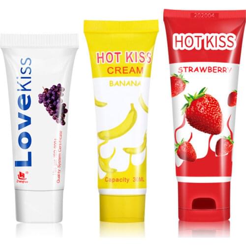 Water Soluble Anal Lubricant Banana Cream Scented Lube Massage Oil Edible Fruit Flavour Grape Oral sex Grease Licks Vaginal Gel