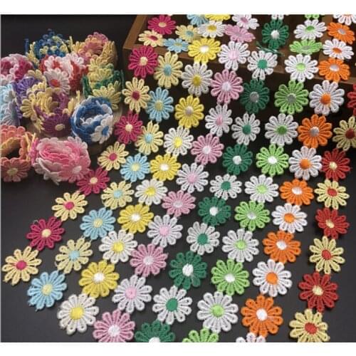 14Yards Daisy Motifs Appliques Guipure Daisy Lace Trim Flower Trimming Patch DIY Crafts