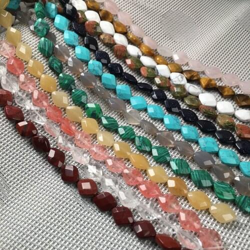 16Pcs Natural Stone Beads Section Quadrangle Loose Beads For Jewelry Making DIY Necklace Bracelet Earring Handiwork Accessory