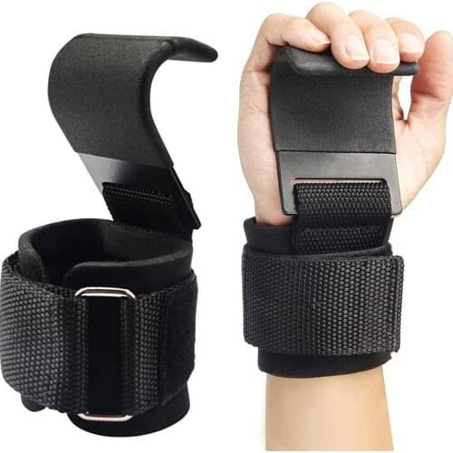 2 PCS Weight Lifting Hooks Hand-Bar Wrist Straps Gym Fitness Hook weight Strap Pull-Ups Power Lifting Gloves For Weight Training