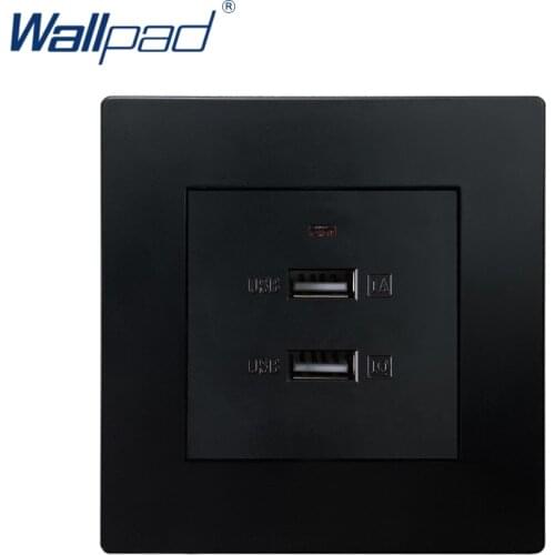 2 USB Socket For Express Charge Black Wallpad Luxury Wall Power Electrical Outlet PC Panel