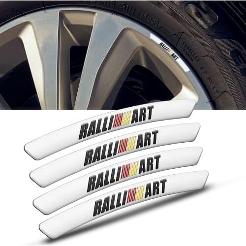 4pcs Logo RALLIART Wheel Eyebrow Sticker Trims For Mitsubishis Outlander Pajero ASX Lancer L200 EVO RALLIART Car Rims Sticker