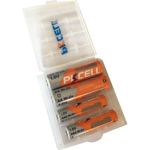 PKCELL Battery Rechargeable NIZN Batteries AAA 900mWh 4Pcs and 4Pcs AA 2500mWh with 2Pc Battery Storage Case for AA AAA Batteria