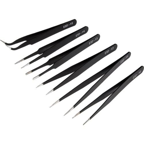 Anti-static ESD Soldering Tweezers Stainless Steel Tweezer Repair Tools Industrial Precision Curved bent Solder Maintenance tool